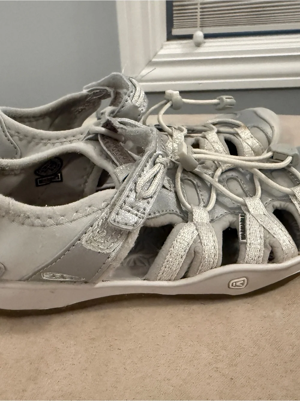 Keen Silver Sport Sandal with Elastic Lace & Velcro
